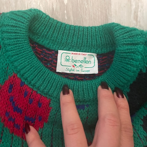 Unique Vintage Benetton Pullover 80s ghost/planet theme M/L size - Picture 3 of 9